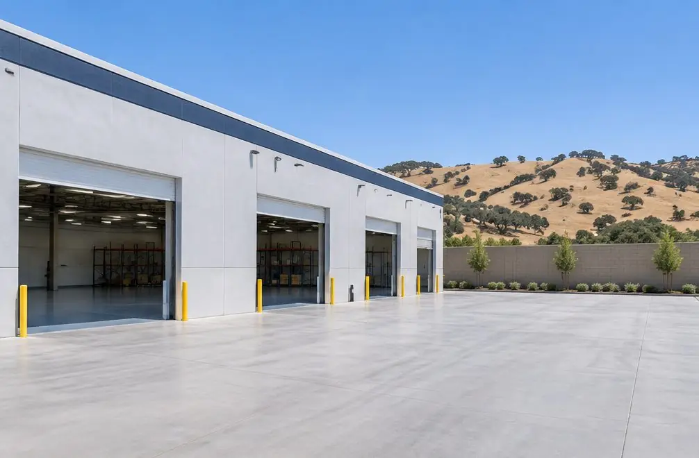 Illustration: a coated garage floor in a typical Vacaville Business Park and Midway Commerce Center home